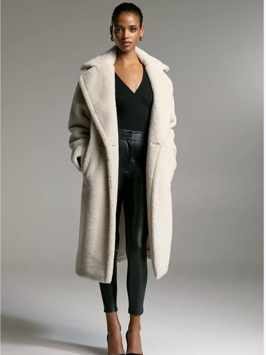 Babaton Jackets & Blazers - Babaton Cream Faux-Shearling Teddy Coat